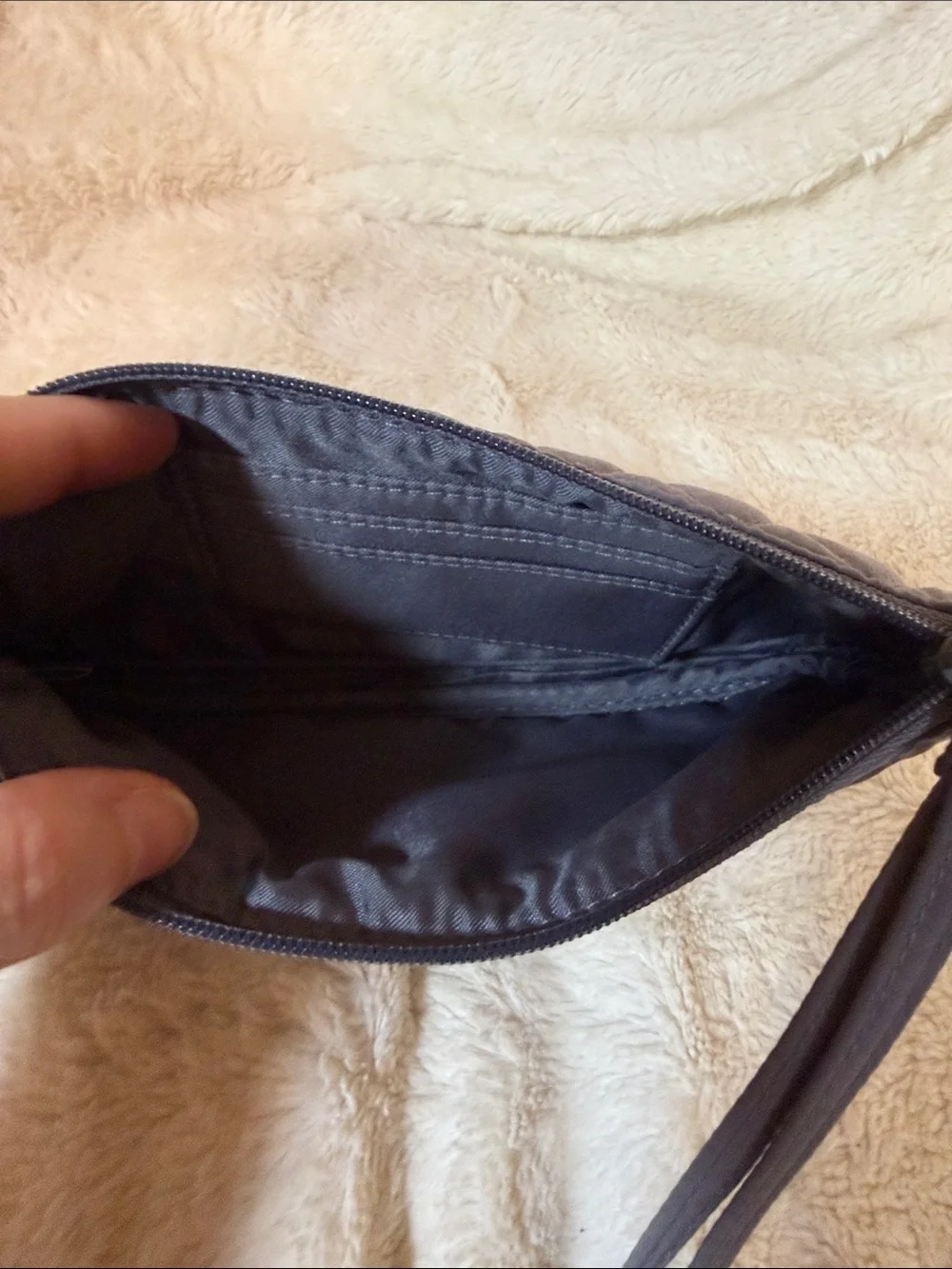 Vera Bradley Gray Quilted Microfiber Wristlet Travel Preppy Vegan 15245-158